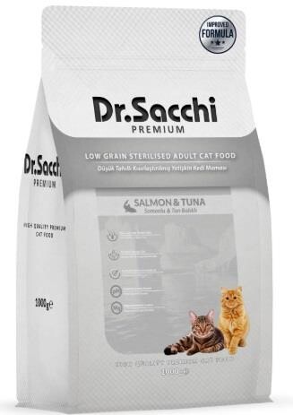 Dr. Sacchi Premium Düşük Tahıllı Somonlu Ve Ton Balıklı Kısırlaştırılmış Yetişkin Kedi Maması 1 kg - 1