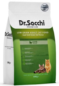 Dr. Sacchi Premium Düşük Tahıllı Kuzu Etli Yetişkin Kedi Maması 1 kg - Dr. Sacchi