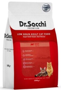 Dr. Sacchi Premium Düşük Tahıllı Sığır Etli Yetişkin Kedi Maması 1 kg - Dr. Sacchi