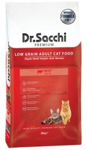 Dr. Sacchi Premium Düşük Tahıllı Sığır Etli Yetişkin Kedi Maması 10 kg - Dr. Sacchi