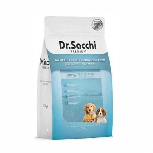 Dr. Sacchi Premium Düşük Tahıllı Sığır ve Kuzu Etli Yavru Köpek Maması 1,5 kg - 1