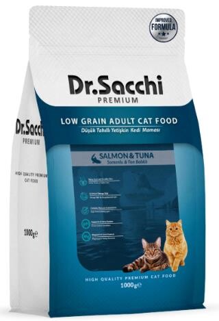 Dr. Sacchi Premium Düşük Tahıllı Somonlu ve Ton Balıklı Yetişkin Kedi Maması 1 kg - 1