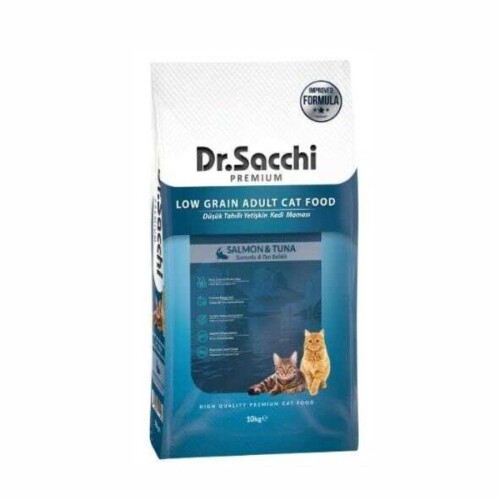 Dr. Sacchi Premium Düşük Tahıllı Somonlu ve Ton Balıklı Yetişkin Kedi Maması 10 kg - 1