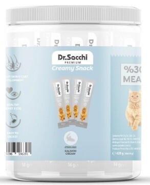 Dr.Sacchi Creamy Sıvı Somonlu Kısırlaştırılmış Kedi Ödülü 30 Adet - 1