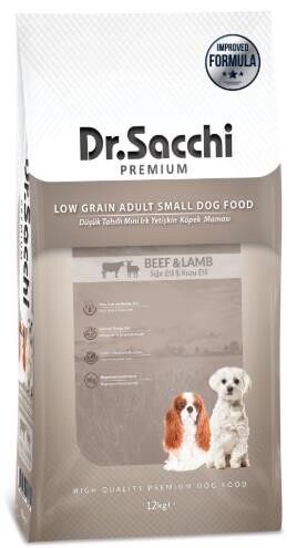 Dr.Sacchi Düşük Tahıllı Sığır Etli ve Kuzu Etli Mini Irk Yetişkin Köpek Maması 12 kg - 1