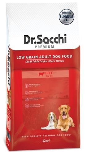 Dr.Sacchi Premium Düşük Tahıllı Sığır Etli Yetişkin Köpek Maması 12 kg - 1