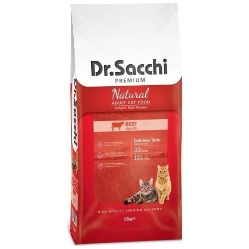 Dr.Sacchi Premium Natural Biftekli Yetişkin Kedi Maması 15 kg - 1