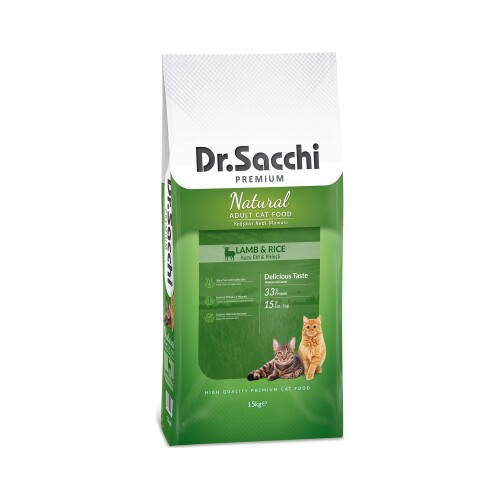 Dr.Sacchi Premium Natural Kuzu Etli ve Pirinçli Yetişkin Kedi Maması 15 kg - 1