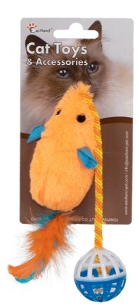 Eastland Tüylü Zilli Peluş Fare Kedi Oyuncağı 28 cm - 1