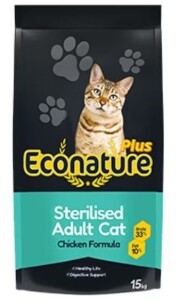 Econature Plus Tavuklu Kısırlaştırılmış Yetişkin Kedi Maması 13,5 Kg + 1,5 Kg Bonus Paket - Econature