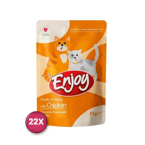Enjoy Pouch Sos İçinde Et Parçacıklı Tavuklu Yetişkin Kedi Konservesi 85 Gr x 22 Adet - 1
