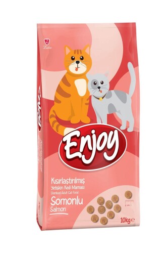Enjoy Somonlu Kısırlaştırılmış Yetişkin Kedi Maması 10 kg - 1