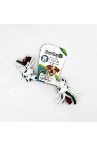 Euro Dog İki Düğümlü Kalın Diş Kaşıma İpi Köpek Oyuncağı Beyaz/Yeşil 15 Cm - 2
