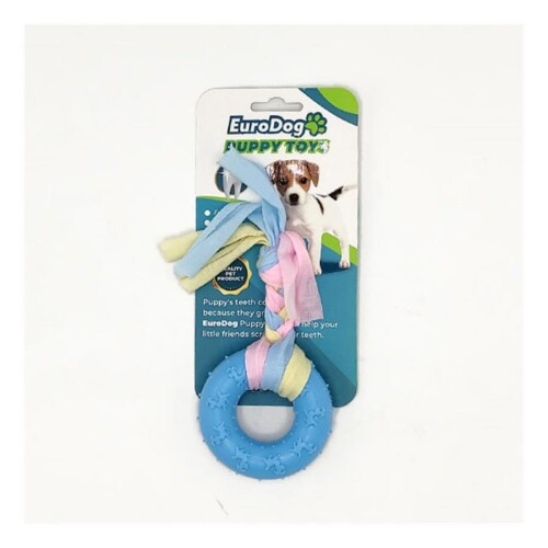 Euro Dog Puppy Ufak Halka Diş Kaşıma Köpek Oyuncağı Mavi 16 Cm - 1