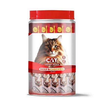 Euro Gold Kedi Ödül Çubuğu Sıvı Dana Tavuk Etli 30 Adet x 15 gr - 1