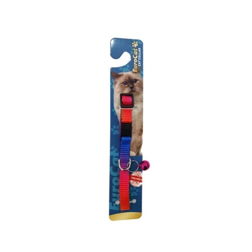 EuroCat Gökkuşağı Renkli Çıngıraklı Kedi Boyun Tasması 10 mm 28 cm - 1