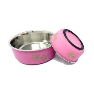 EuroDog Pati Desenli Pembe Kedi Köpek Mama Su Kabı 300 ml - EuroDog