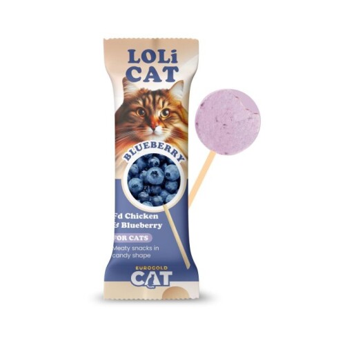 EuroGold Cat LoliCat Kediler İçin Tavuklu Yaban Mersinli Lolipop - 1