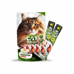 EuroGold Cat Tavuk ve Ciğerli Sıvı Kedi Ödülü 5x15Gr - EuroGold