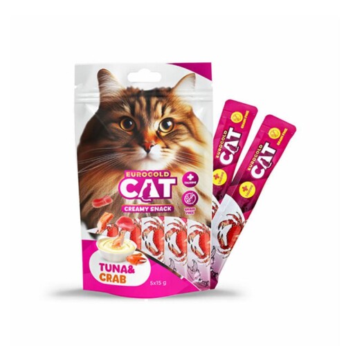 EuroGold Cat Ton Balığı ve Yengeç Aromalı Sıvı Kedi Ödülü 5x15Gr - 1