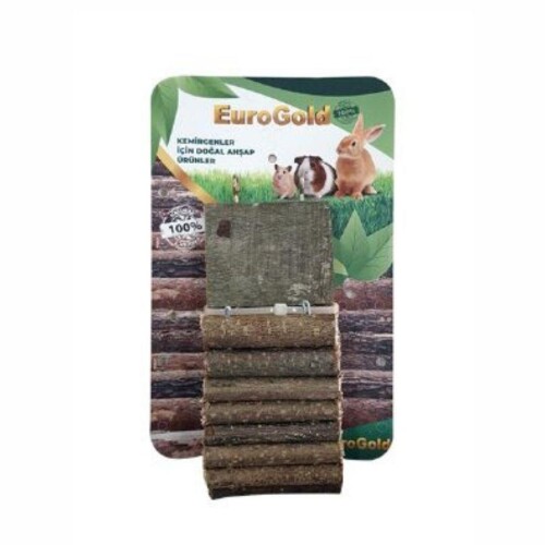 EuroGold Doğal Ahşap Kemirgen Merdiveni Tek Platformlu 7x30 Cm - 1