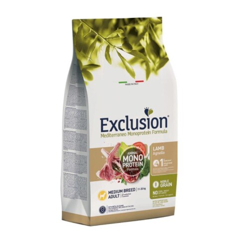Exclusion Monoprotein Kuzu Etli ve Narlı Düşük Tahıllı Orta Irk Yetişkin Köpek Maması 12 Kg - 1