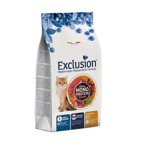 Exclusion Monoprotein Sığır Etli ve Narlı Düşük Tahıllı Kısırlaştırılmış Kedi Maması 12 Kg - 1