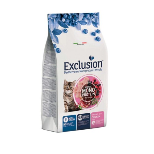 Exclusion Monoprotein Tavuklu Narlı ve Yaban Mersinli Düşük Tahıllı Yavru Kedi Maması 1,5 Kg - 1