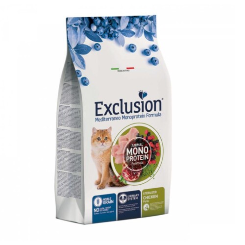 Exclusion Monoprotein Tavuklu ve Narlı Düşük Tahıllı Kısırlaştırılmış Kedi Maması 12 Kg