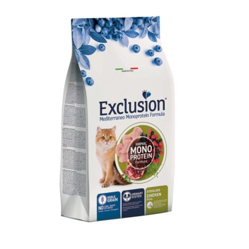 Exclusion Monoprotein Tavuklu ve Narlı Düşük Tahıllı Kısırlaştırılmış Kedi Maması 1,5 Kg - 1
