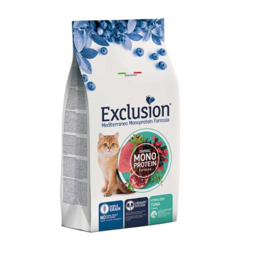 Exclusion Monoprotein Ton Balıklı ve Narlı Düşük Tahıllı Kısırlaştırılmış Kedi Maması 12 Kg - 1