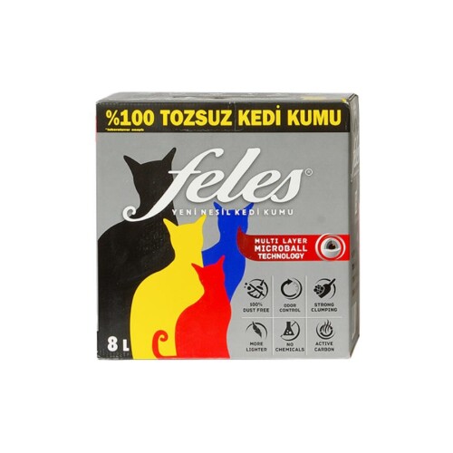 Feles Ultra Light Aktif Karbonlu Tozsuz Topaklanan Kedi Kumu 8 lt - 1