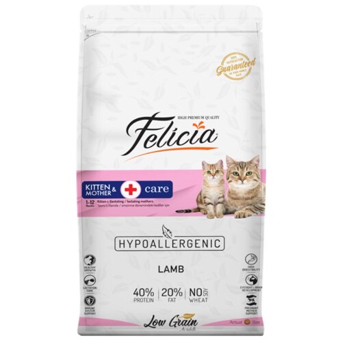 Felicia Kuzu Etli Düşük Tahıllı Yavru ve Hamile Kedi Maması 12 kg - 1