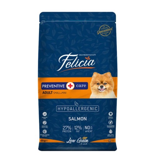 Felicia Mini Somonlu Düşük Tahıllı Hipoalerjenik Köpek Maması 6 kg (3X2 Kg) - 1