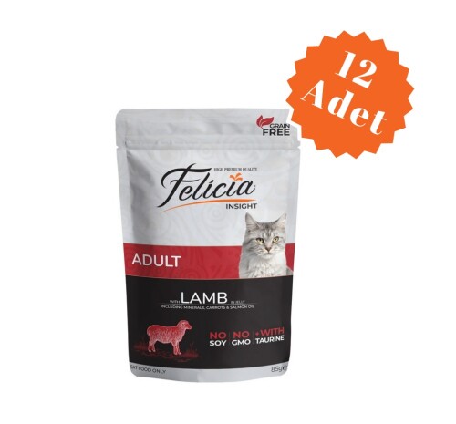 Felicia Pouch Kuzulu Tahılsız Yetişkin Kedi Konservesi 85 Gr x 12 Adet - 1