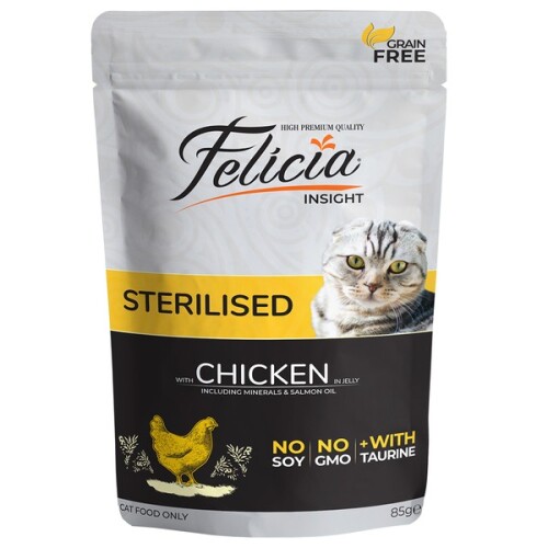 Felicia Pouch Kısırlaştırılmış Tavuklu Tahılsız Yetişkin Kedi Konservesi 85 Gr - 1