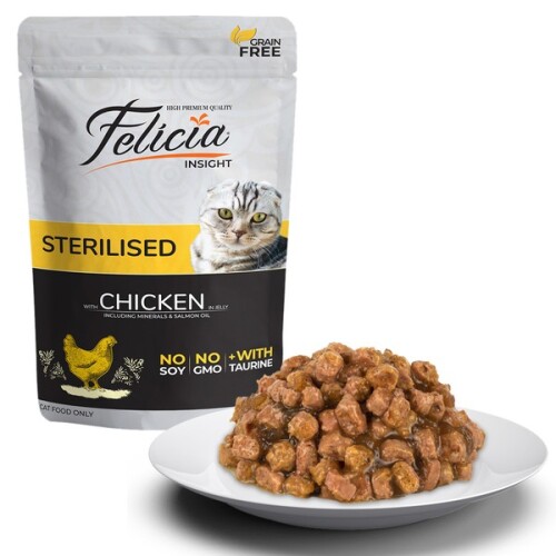 Felicia Pouch Sterilised Kısırlaştırılmış Tavuklu Tahılsız Yetişkin Kedi Konservesi 85 Gr - 2