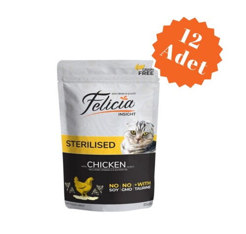 Felicia Pouch Kısırlaştırılmış Tavuklu Tahılsız Yetişkin Kedi Konservesi 85 Gr x 12 Adet - 1