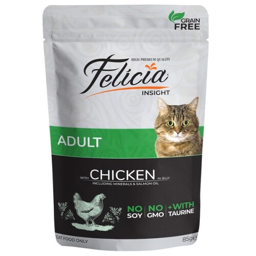 Felicia Pouch Tavuklu Tahılsız Yetişkin Kedi Konservesi 85 Gr - 1