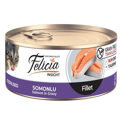 Felicia Tahılsız Parça Etli Kısırlaştırılmış Somonlu Kedi Konservesi 85 gr - 1