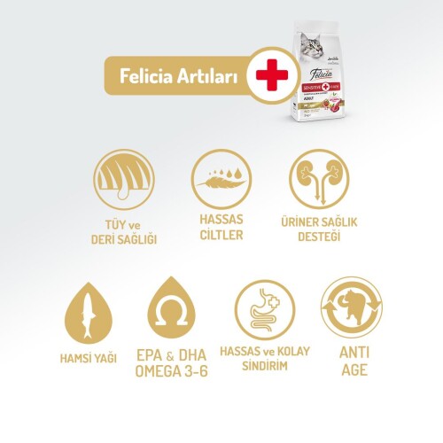 Felicia Kuzu Etli Az Tahıllı HypoAllergenic Yetişkin Kedi Maması 2 kg - 3