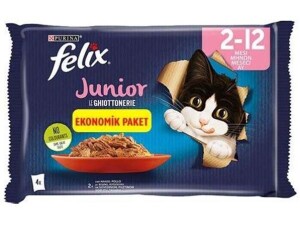 Felix Junior Pouch Ekonomik Paket Tavuklu Yavru Kedi Konservesi 4'lü 85 gr - Felix