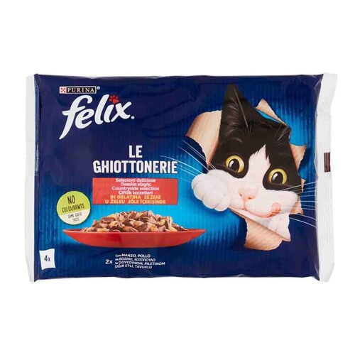 Felix Multipack Sığır ve Tavuk Etli Yetişkin Kedi Konservesi 4 X 85 gr - 1