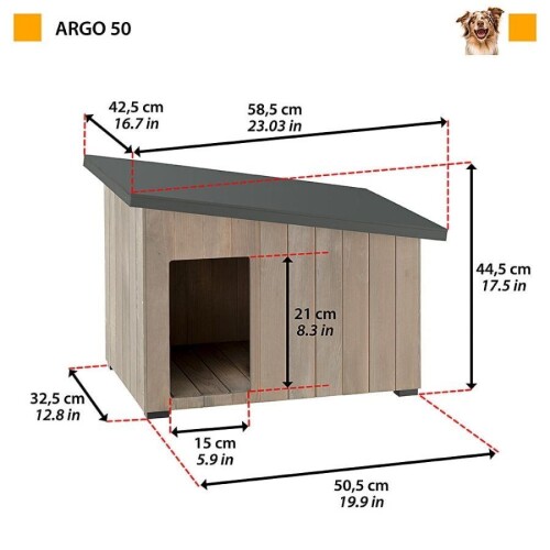 Ferplast Argo 50 Ahşap Kedi ve Köpek Kulübesi - 2