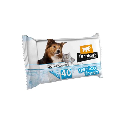 Ferplast Genico Fresh Kedi ve Köpekler İçin Okyanus Kokulu Islak Mendil 40'lı - 1