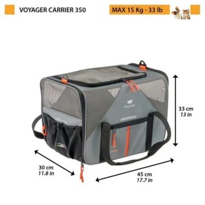 Ferplast Voyager 350 Kedi ve Köpek Kumaş Taşıma Çantası Gri 45x30x33 cm - 2