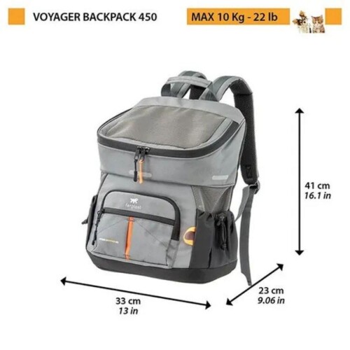 Ferplast Voyager 400 Kedi ve Köpek Kumaş Taşıma Çantası Gri 33x23x41 cm - 2