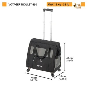 Ferplast Voyager 450 Kedi ve Köpek Tekerlekli Taşıma Çantası Siyah 46x26x48 cm - 2