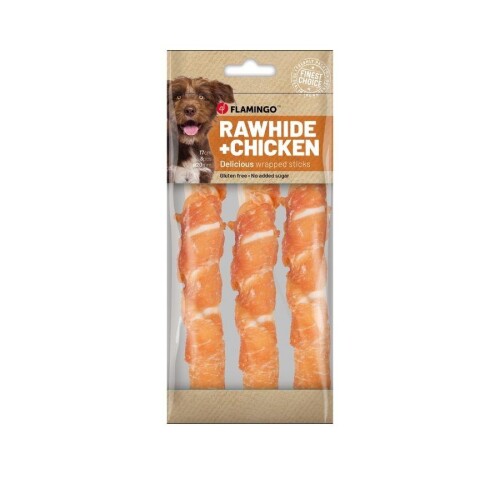 Flamingo Rhide Tavuk eti Sargılı Burgu 17 cm 3'lü Köpek Ödül Maması 155 Gr - 1