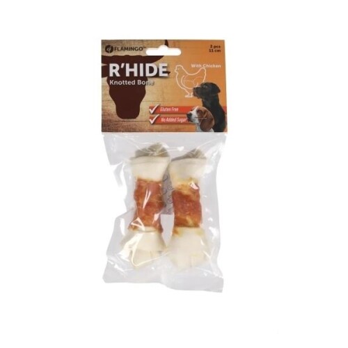 Flamingo Rhide Tavuk Sargılı Burgu Düğümlü Köpek Kemik Ödülü 11 Cm 2'li - 1